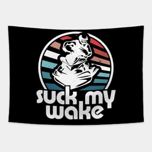 Suck My Wake Jet Ski Retro 70s Funny Jet Skiing Vintage Tapestry