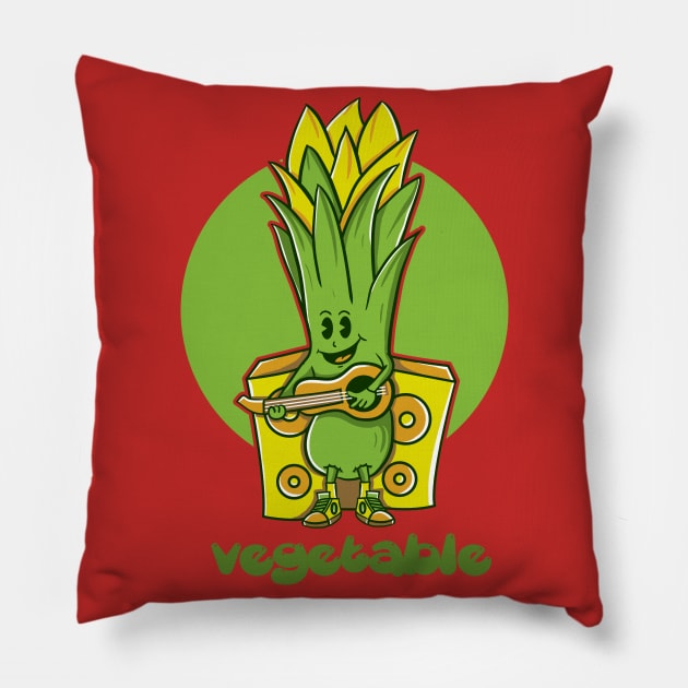 Vegetable Playing Guitar Pillow by Mako Design 
