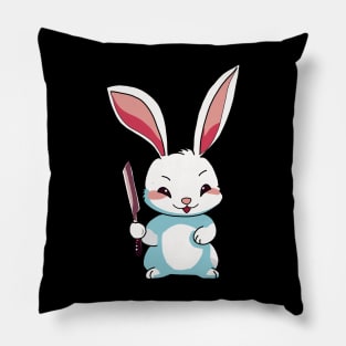 Easter bunny with knife Pillow