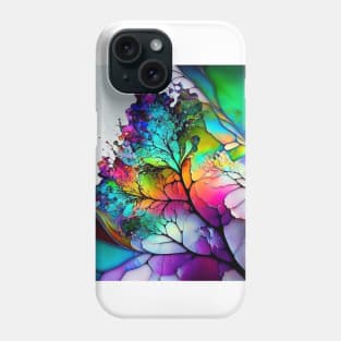 Alcohol Ink Stained Glass Abstract Leafs Phone Case