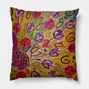 Pink Peacock Collage Pillow