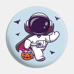 Cute Astronaut Dracula Holding Pumpkin Basket Candy  Cartoon Pin