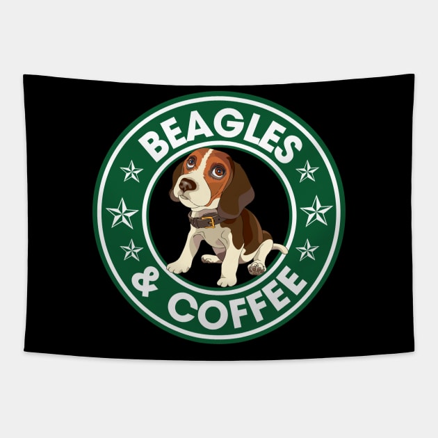 Beagles And Coffee Tapestry by ChristianCrecenzio