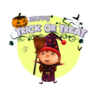 Cute cartoon Happy Halloween.Trick or Treat. T-Shirt