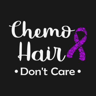 Chemo Hair Don't Care Pancreatic Awareness Purple Ribbon Warrior Hope Faith T-Shirt