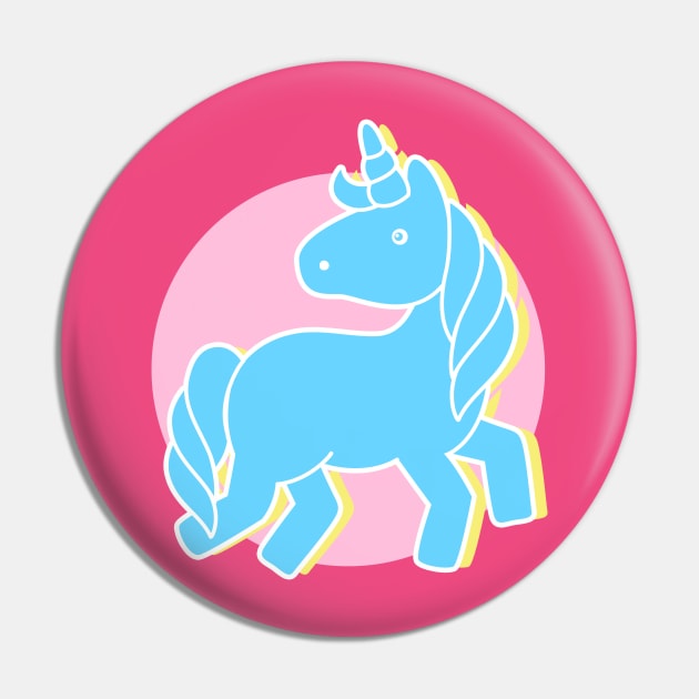 Blue unicorn in a pink world Pin by EuGeniaArt