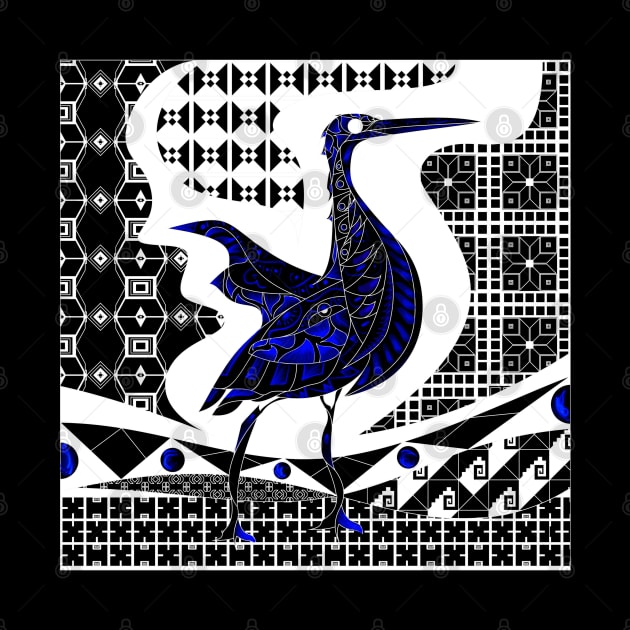 mexican garza seagull egret ecopop in talavera pattern art by jorge_lebeau