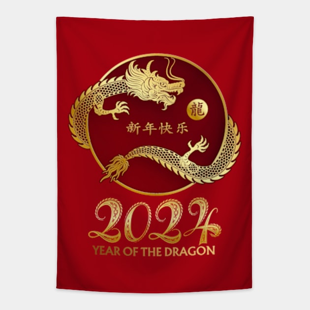 Year Of The Dragon 2024 - Chinese New Year Dragon Tapestry by Danemilin