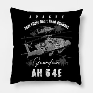 AH64 Apache Us Air Force  attack helicopter with cool saying REAL PILOTS DON'T NEED RUNWAYS Pillow