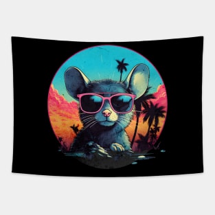 Retro Wave Chillout Grey Mouse Tapestry