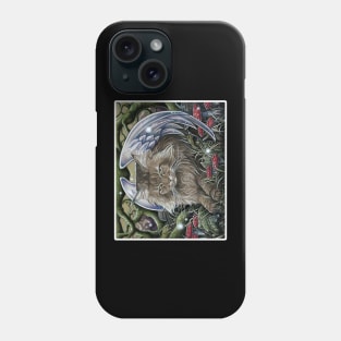 Forest Cat Spirit - White Outlined Version Phone Case