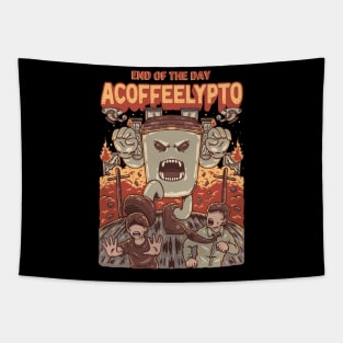 Coffee Monster Apocalypse: Destructive Paper Cup Rampage Tapestry