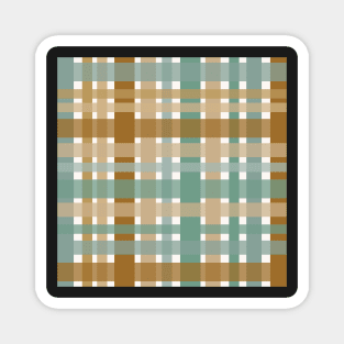 Modern tartan plaid in tones of sage blue green and caramel Magnet