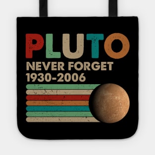 Never Forget Pluto Shirt. Retro Style Funny Space, Science T-Shirt Tote