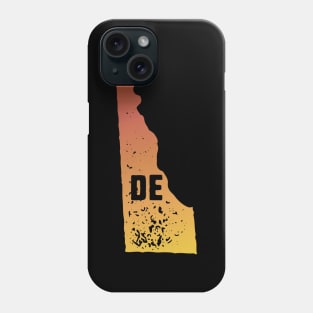 US state pride: Stamp map of Delaware (DE letters cut out) Phone Case