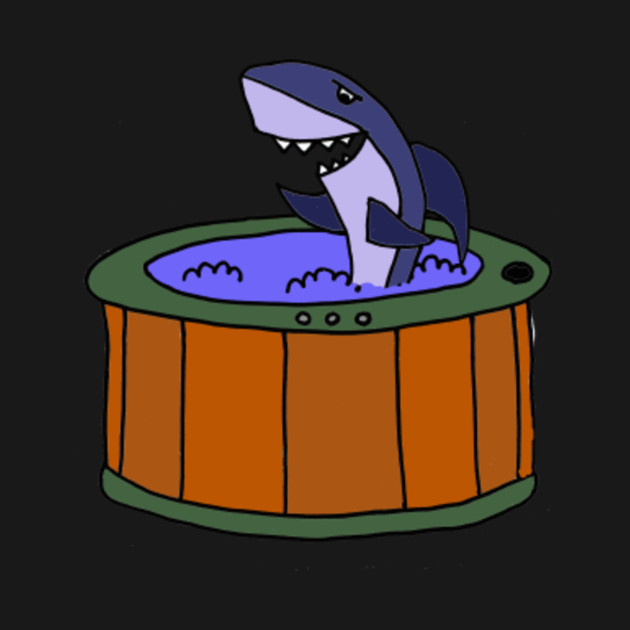 Funny Shark in Hot Tub Cartoon - Shark - T-Shirt | TeePublic