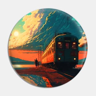 Retro Anime Style Old Japanese Train Pin