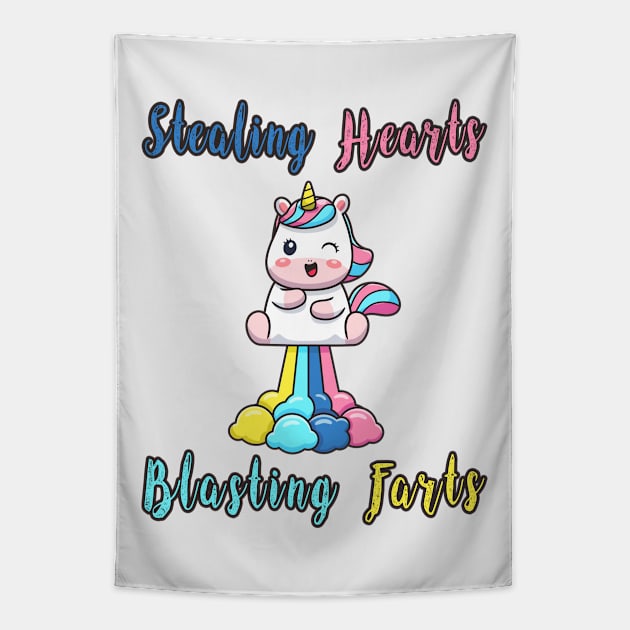 Stealing Hearts and Blasting Farts - Funny Saying For Kids Clothing, Baby Toddler Newborn Apparel and Valentines Day Humor Tapestry by BicycleStuff