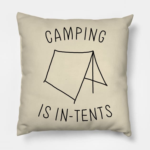In-Tents Camper Black Pillow by GAz