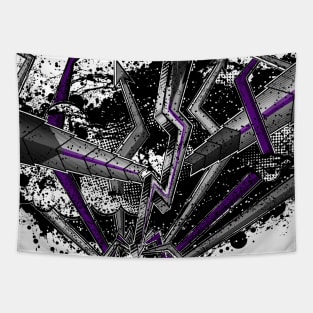 Grunge Demisexual Pride Graffiti Lightning and Arrows Tapestry