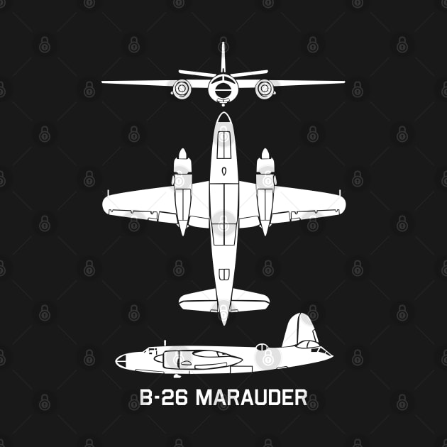 B-26 Marauder American WW2 Bomber Plane Cutout Silhouettes Gift by Battlefields