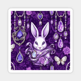 Crystal White Rabbit Magnet