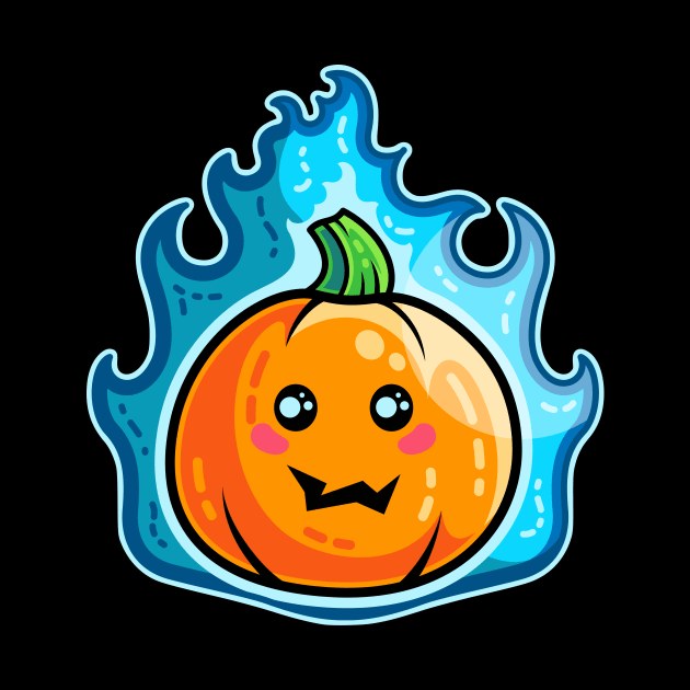 Kawaii Cute Flaming Pumpkin by freeves