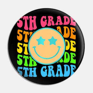 Groovy Fifth Grade Vibes Face Retro Teachers Back To School Pin