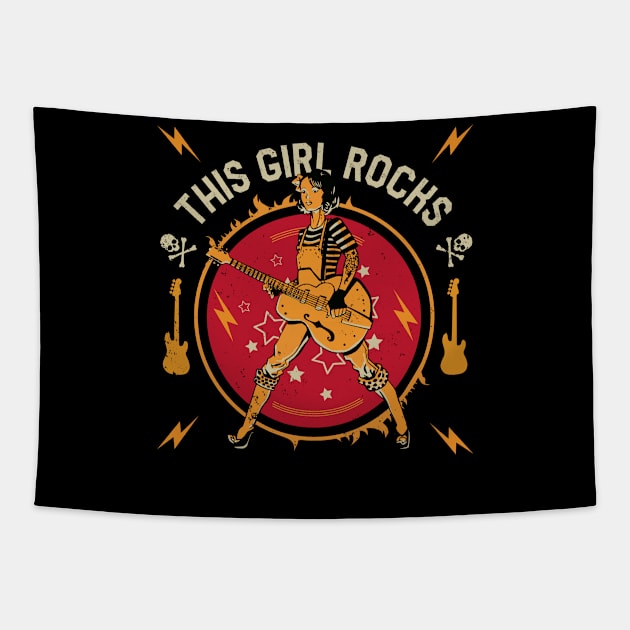 This Girl Rocks // Rock 'n Roll Girl // Guitar Player Tapestry by Now Boarding