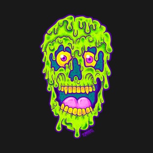 Neon slime drip spooky skull T-Shirt