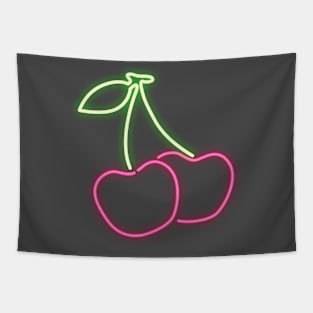 80's Gift 80s Retro Neon Sign Cherry Tapestry