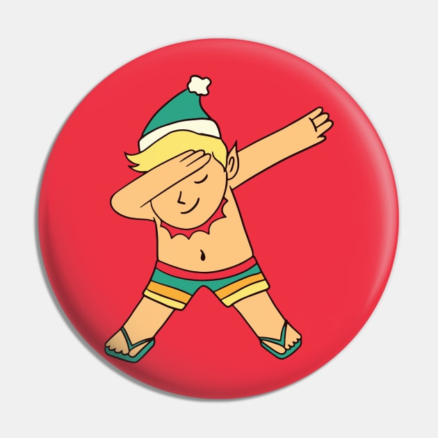 Cute Dabbing Christmas Elf Cartoon Pin by SLAG_Creative