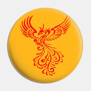 Fictional Phoenix Creature In Flight Artistic Illustration Red Pin