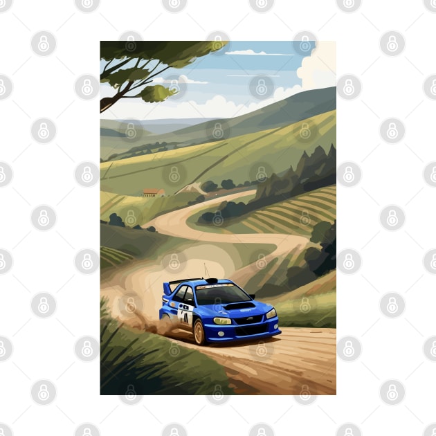 Blue WRX Rally Car Poster JDM by VENZ0LIC
