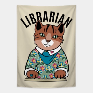 Librarian Cat Black and Brown Tapestry