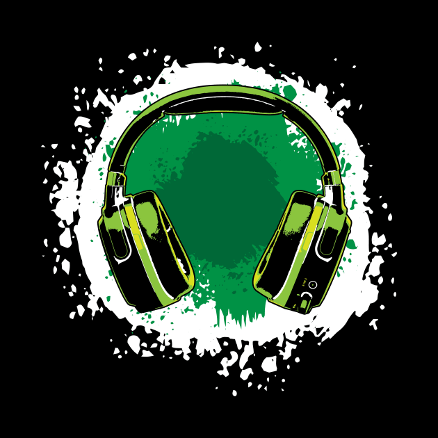 Headphones Art, Green by Lusy