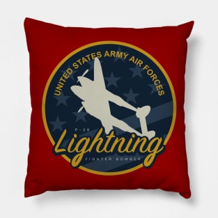 WW2 P-38 Lightning Patch Pillow