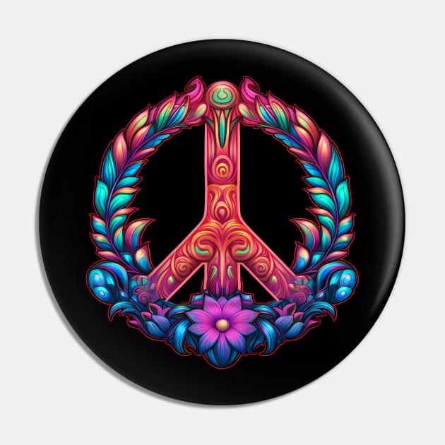 Floral Peace Sign Pin by Manafold