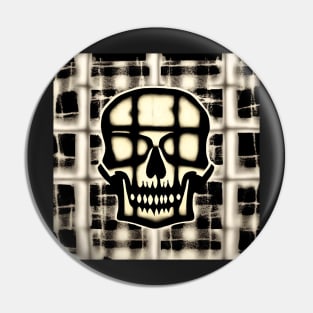 Skull Plaid Grunge Bleach Acid Wash Graphic Skate Punk Pin