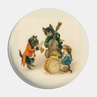 Puppy and Kittens Play in a Band Pin