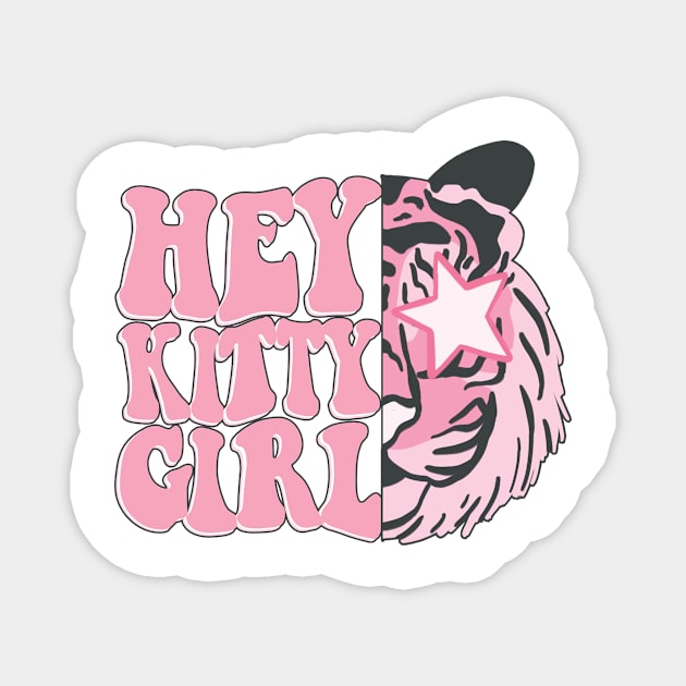 Hey Kitty Girl Magnet by Taylor Thompson Art