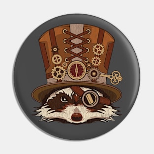 Steampunk Animal Raccoon Vintage Art Gift Pin