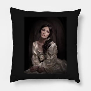 portrait of woman in vintage dress Pillow