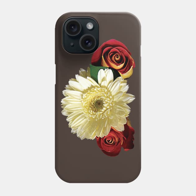 Daisies - White Gerbera Daisy with Rosebuds Phone Case by SusanSavad