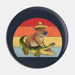 Funny Capybara Riding On a Crocodile Cute animals Pin