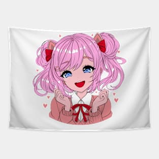 Cute anime girl with pink hair Tapestry