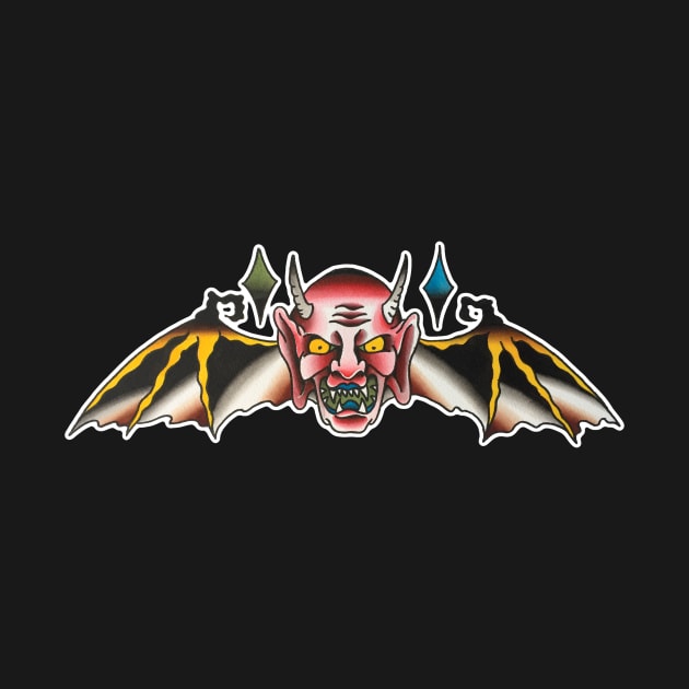 Flying Devil Head Tattoo Design by forevertruetattoo