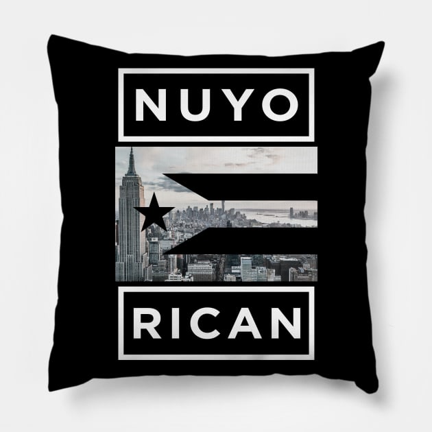 Nuyo Rican Puerto Rico New York Puerto Rican Flag Pillow by PuertoRicoShirts