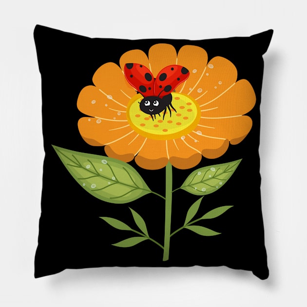 Ladybug Flower Insect Children Pillow by MooonTees