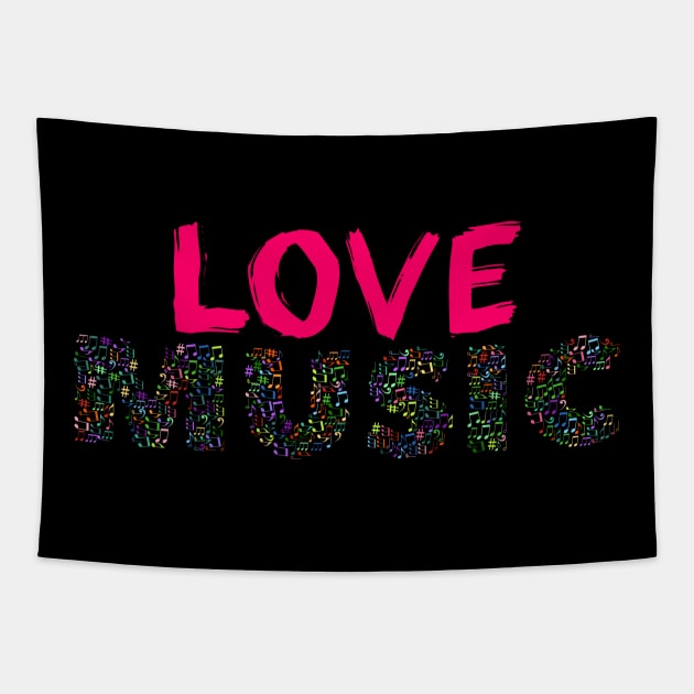 Love Music Colour Musical Notes Tapestry by tribbledesign